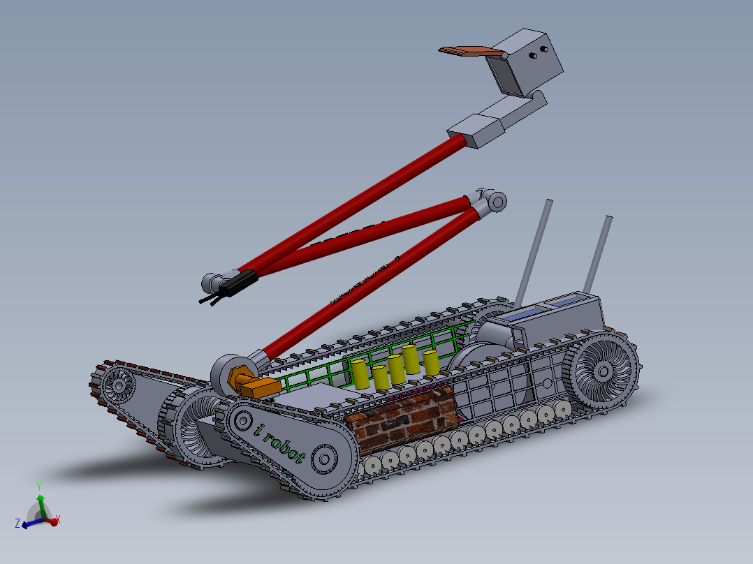 I Robot履带车机器人sw20可编辑主视图