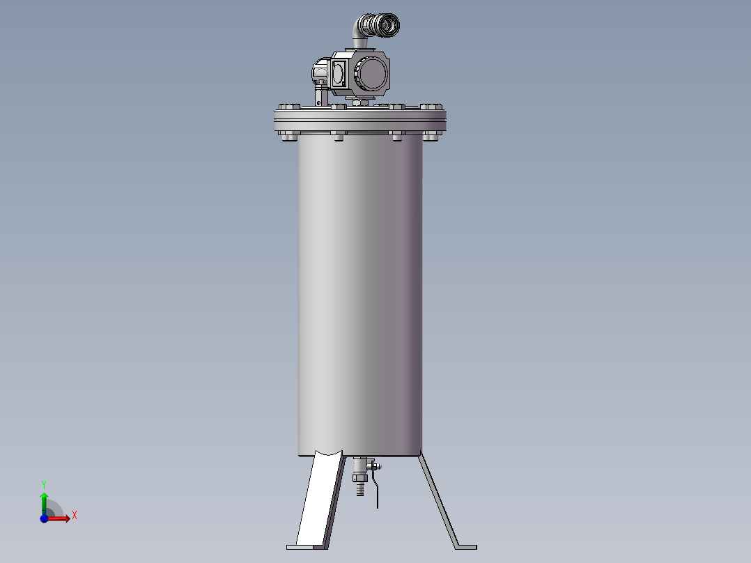 压力容积、吸气式槽罐前视图
