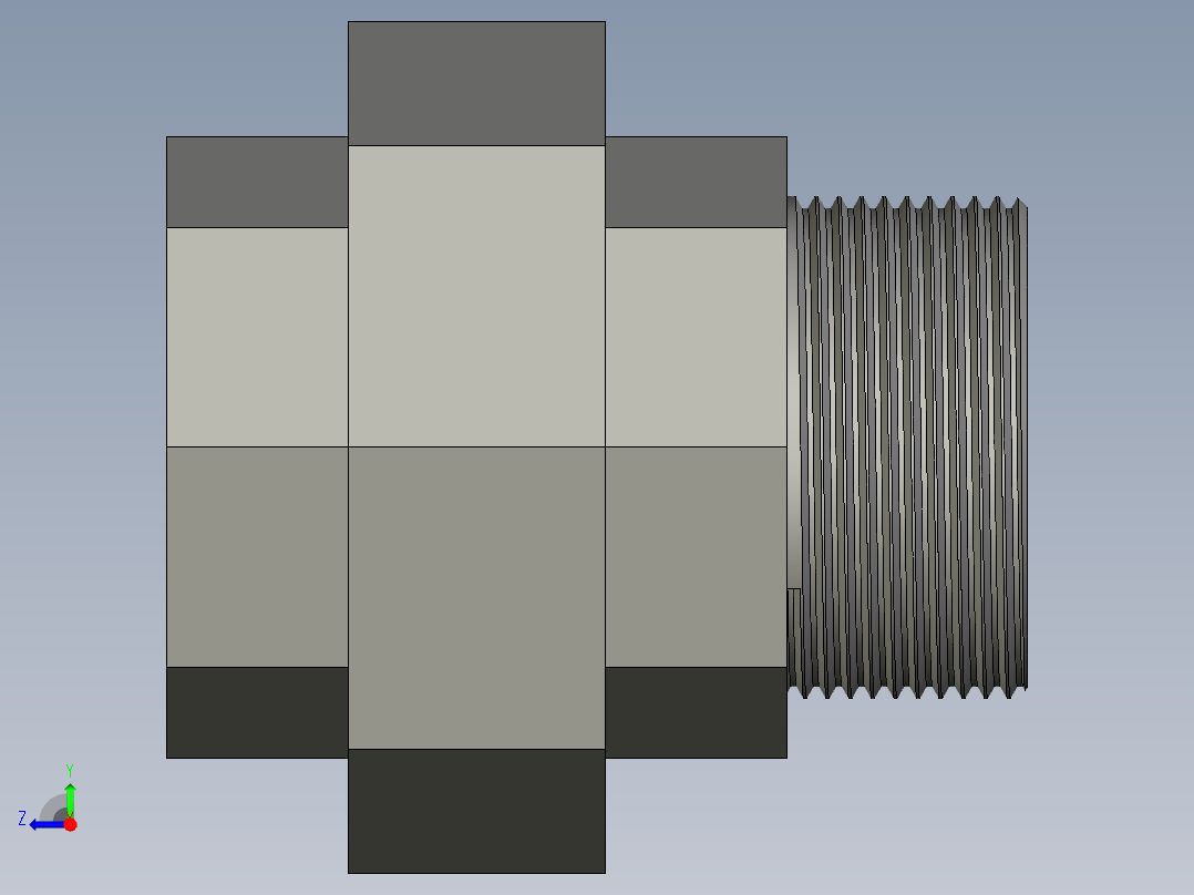 螺纹管活接-等径内外丝直通 DN40右视图