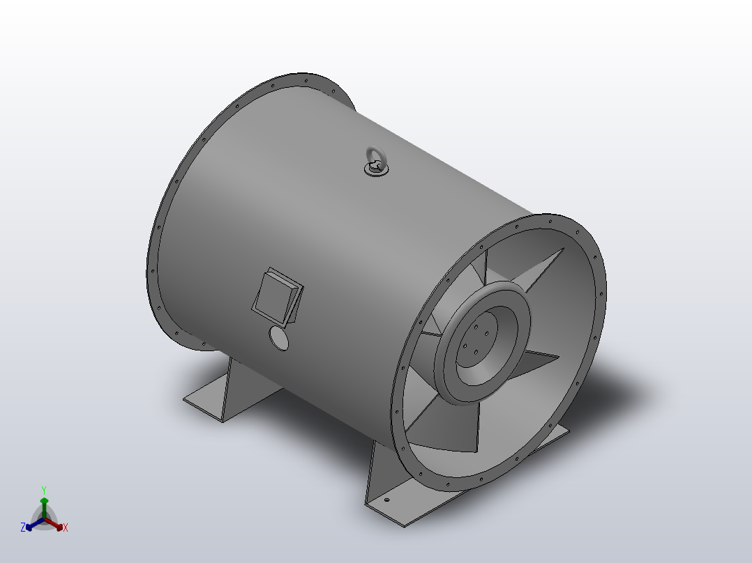 HTF-Ⅰ型 消防高温排烟轴流风机[HTF-Ⅰ-7]正等轴测图