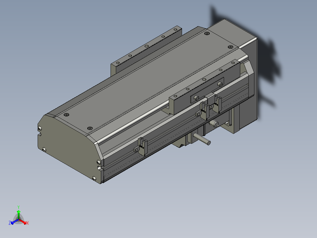 SYS14-100-BM-200W滚珠花健、支撑座、滚珠丝杠、交叉导轨、直线模组.STEP主视图