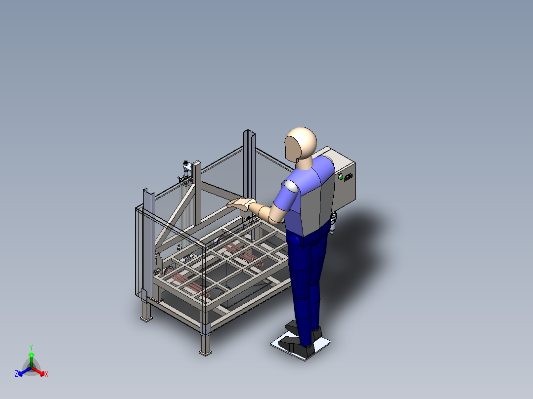 人操作机箱正等轴测图