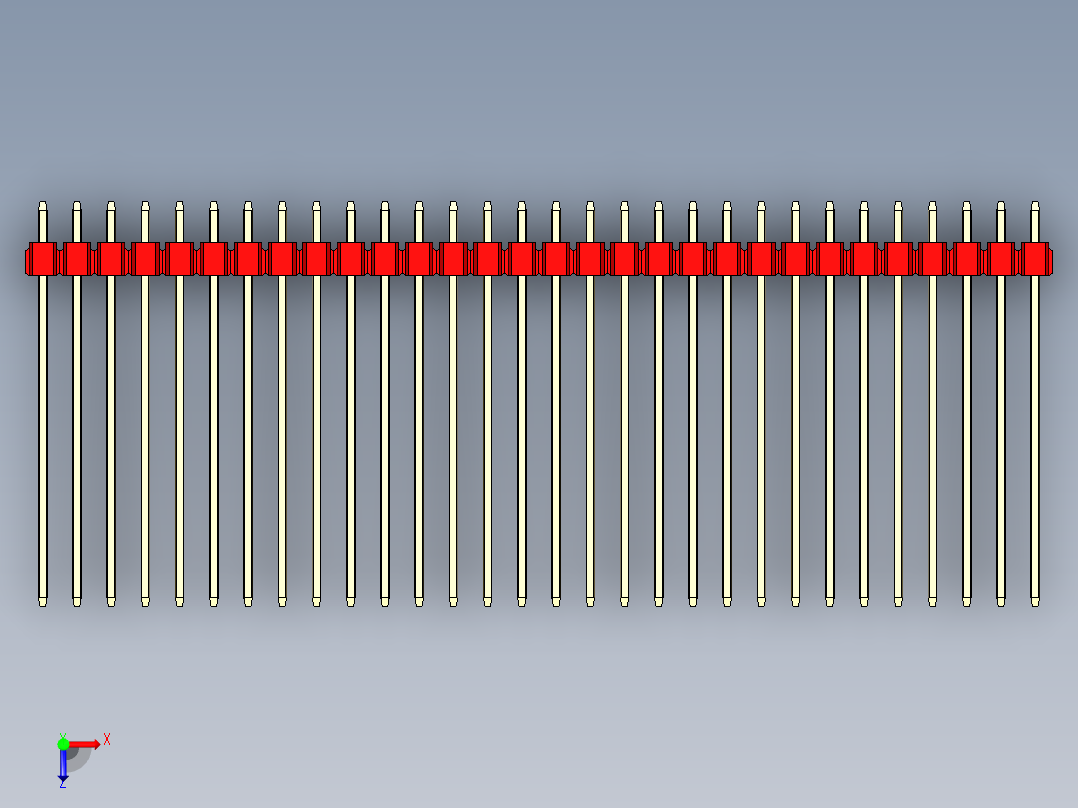 彩色公头100mil（2.54mm）系列-DS1021_red_1x30p_100mil_Type43_rev1.0俯视图