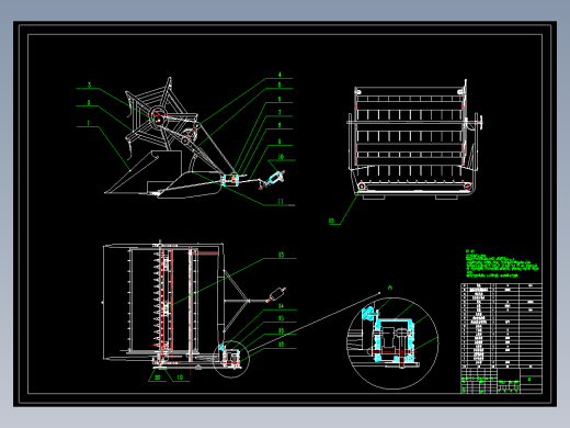 小麦收割机割台cad图纸