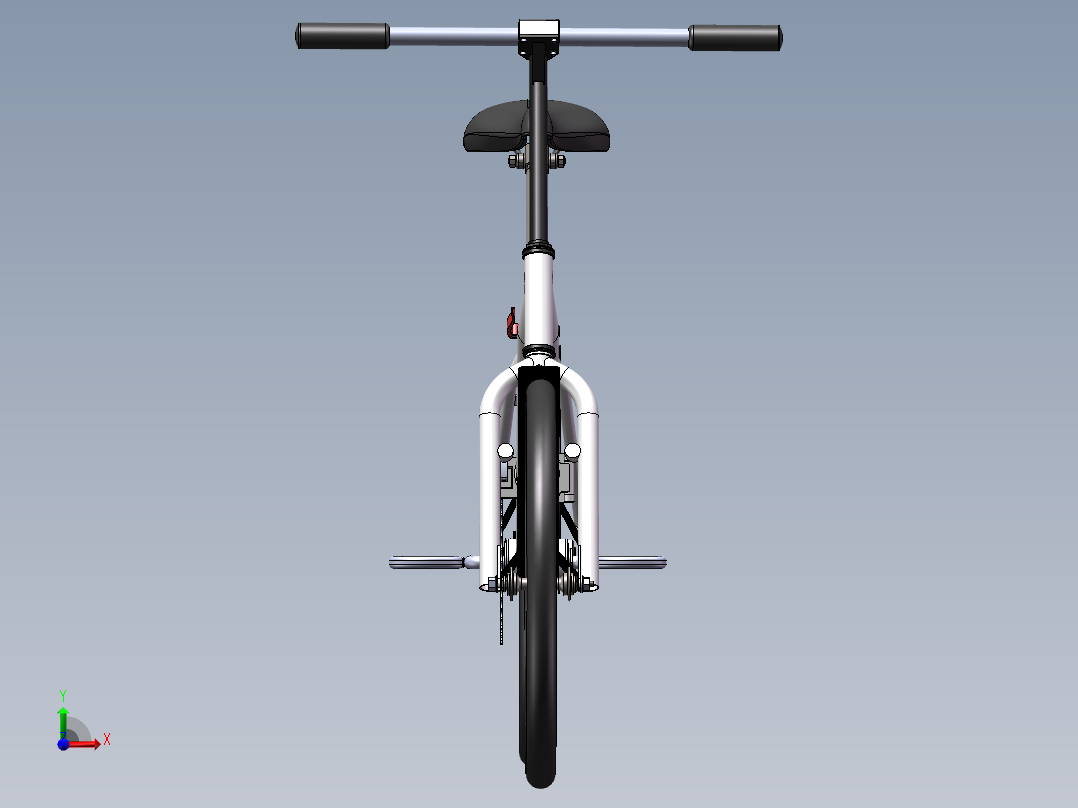 折叠自行车三维模型前视图