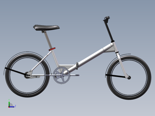 折叠自行车三维模型左视缩略图