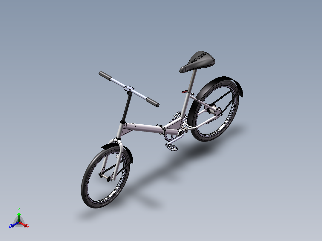 折叠自行车三维模型正等轴测图