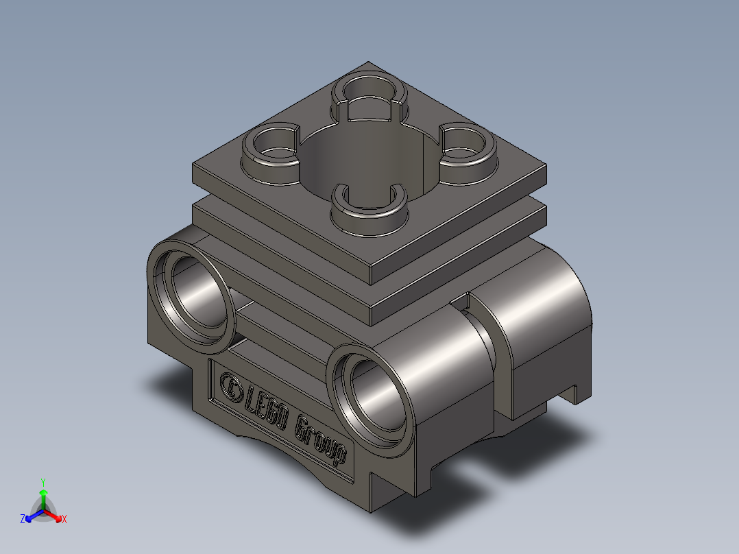 气缸电机-2850 Dark Stone Grey Technic Engine Cylinder Head主视图