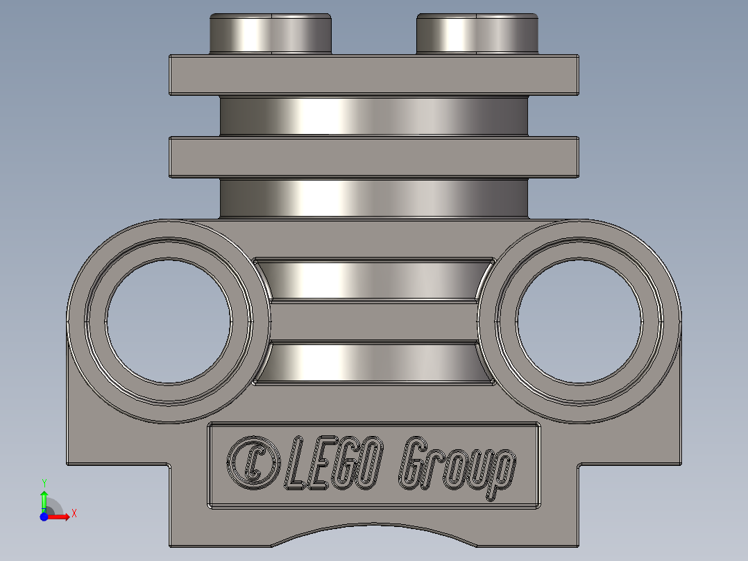 气缸电机-2850 Dark Stone Grey Technic Engine Cylinder Head前视图