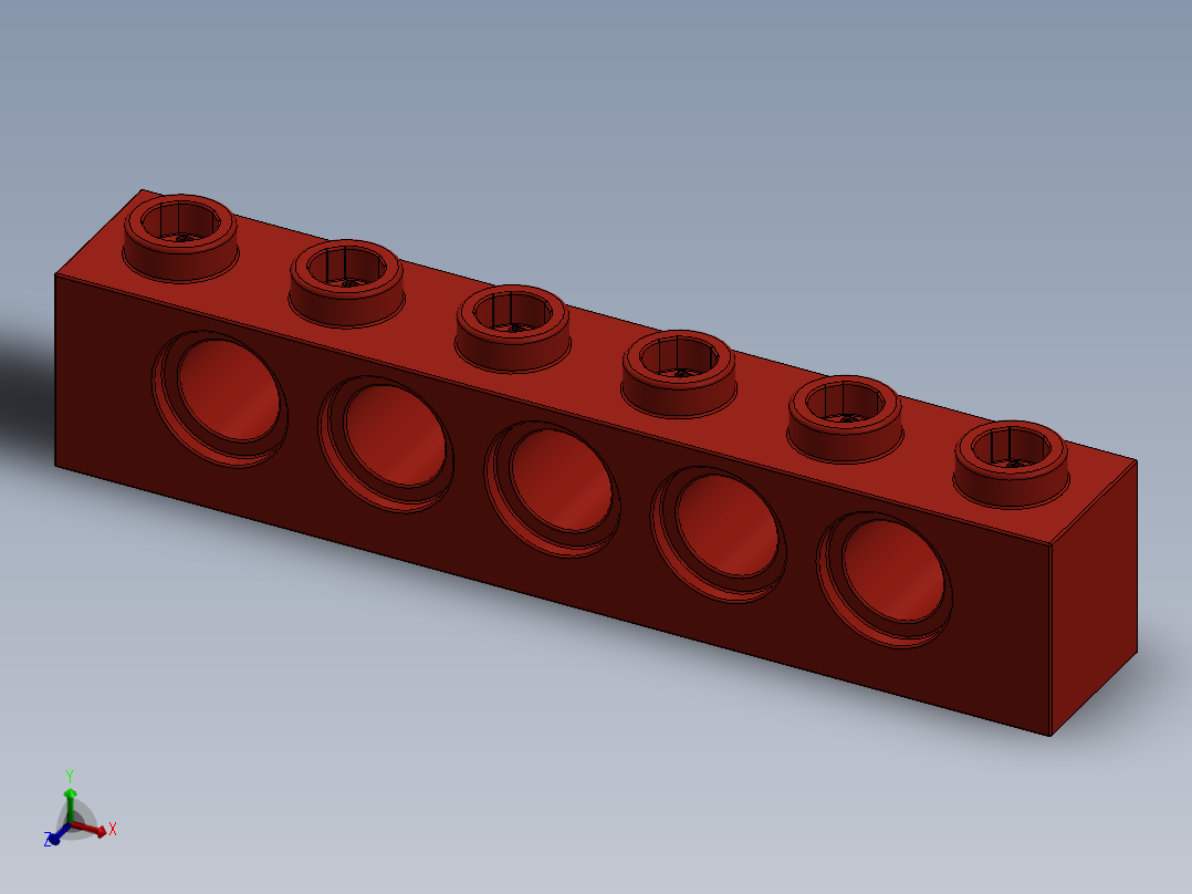 乐高机械组积木（横梁）-389421 Bright Red Technic Brick 1 x 6 with Holes