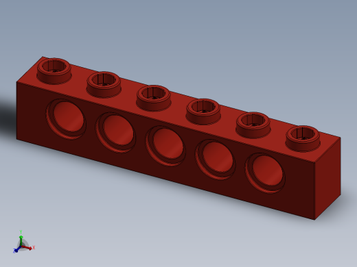 乐高机械组积木（横梁）-389421 Bright Red Technic Brick 1 x 6 with Holes