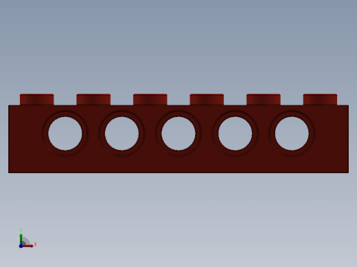 乐高机械组积木（横梁）-389421 Bright Red Technic Brick 1 x 6 with Holes前视缩略图