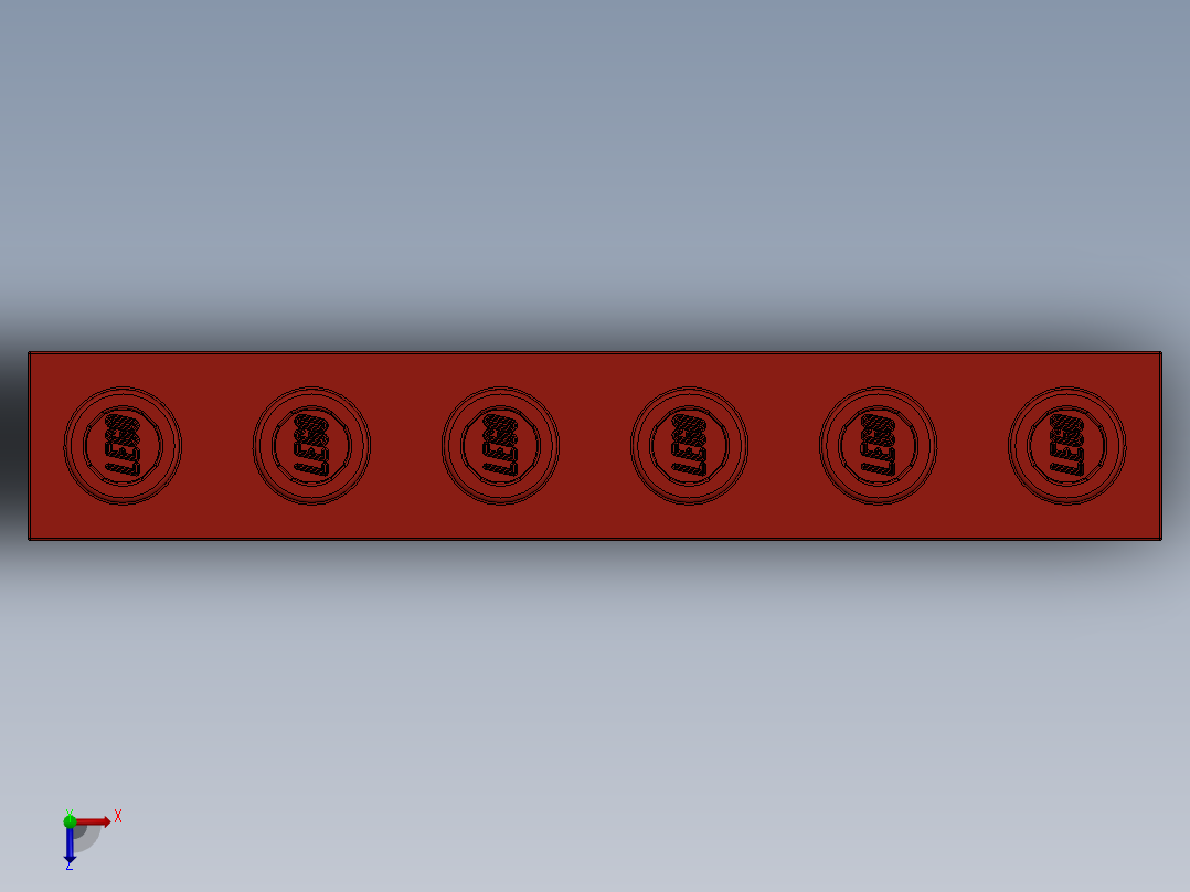 乐高机械组积木（横梁）-389421 Bright Red Technic Brick 1 x 6 with Holes俯视图