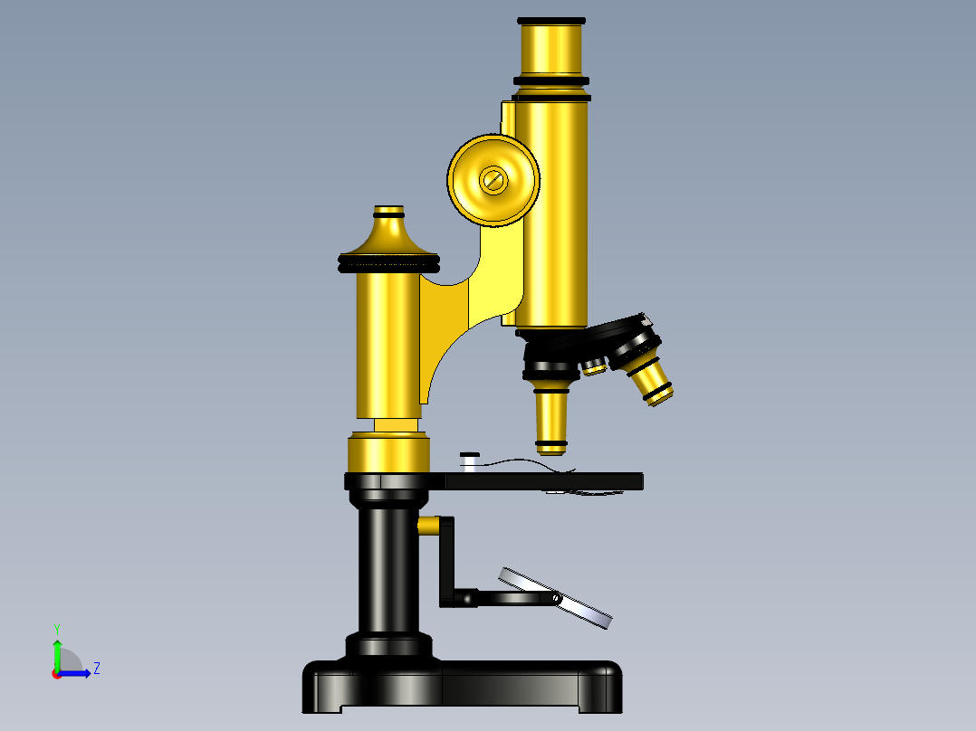 旧显微镜左视图