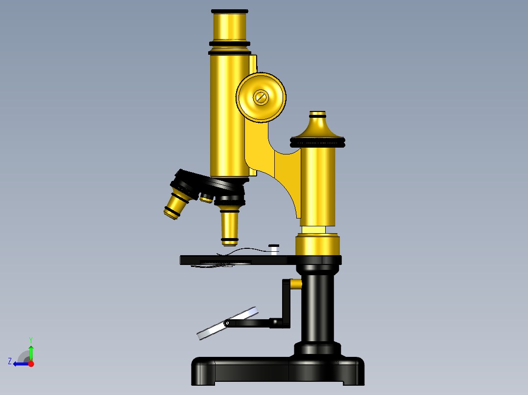 旧显微镜右视图