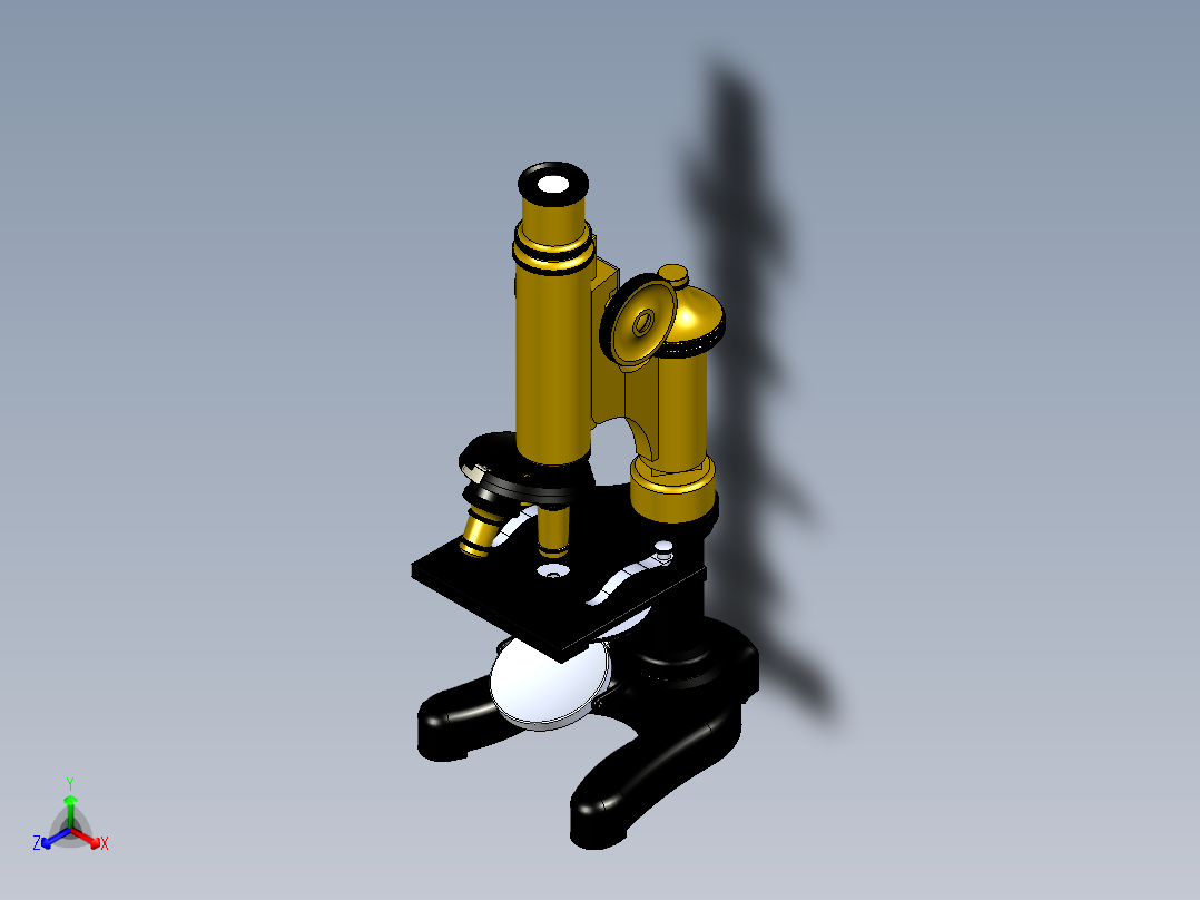 旧显微镜正等轴测图