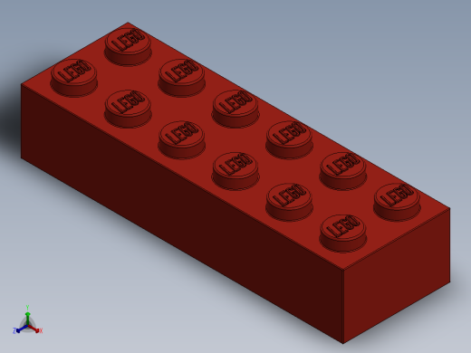 乐高套装 4421基本积木-4181138 - 2456 - 44237 Bright Red Brick 2 x 6.SLDPRT正等轴测缩略图