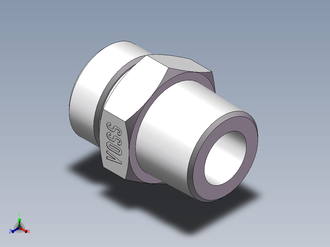 英制锥管螺纹直接头、1DT-36-16SP正等轴测图