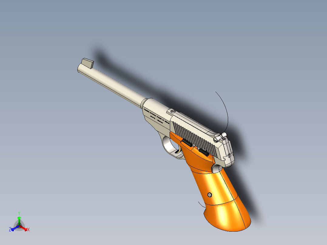 手枪左轮冲锋枪老式狙击步枪设计3D图纸Browning Challenger 22lr  Mk1 pistol STP IGS正等轴测图