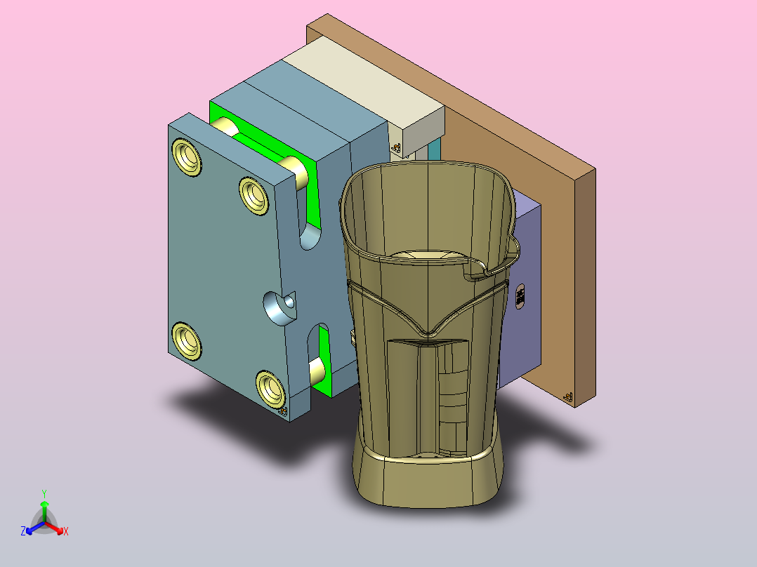 水杯把手包胶主视图