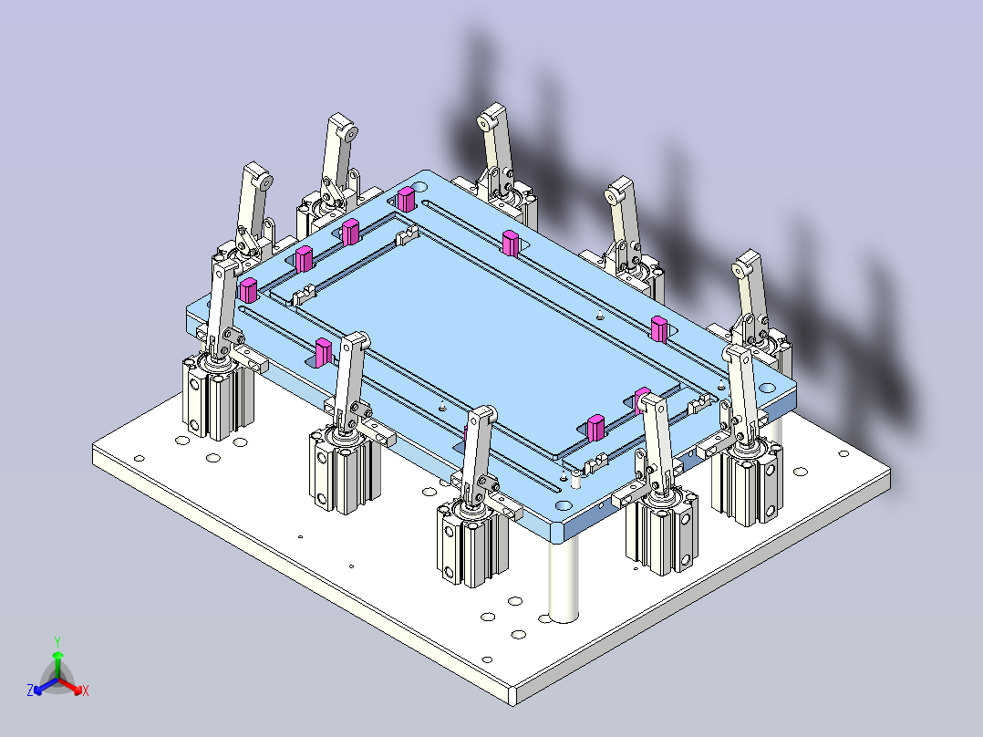一款工装定位治具3D设计主视图