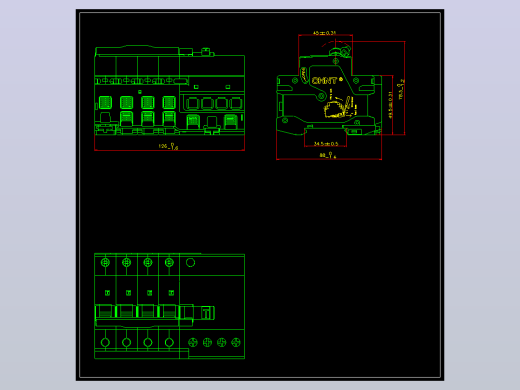 NB1L-40 4P剩余电流动作断路器外形安装尺寸图 202203