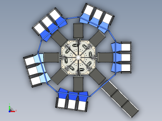 Round-type圆形多位旋转分拣输送机3D数模图纸+x_t格式前视缩略图