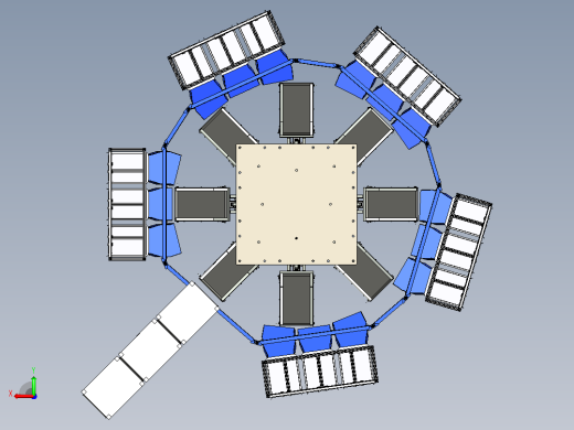Round-type圆形多位旋转分拣输送机3D数模图纸+x_t格式后视缩略图
