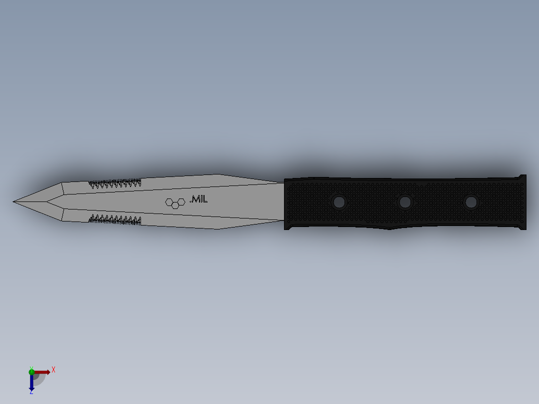 solidworks 匕首3D模型俯视图