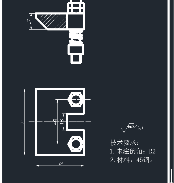 制定三头钻底座（图5-29）的加工工艺,设计钻铰Ф20H7孔的钻床夹具