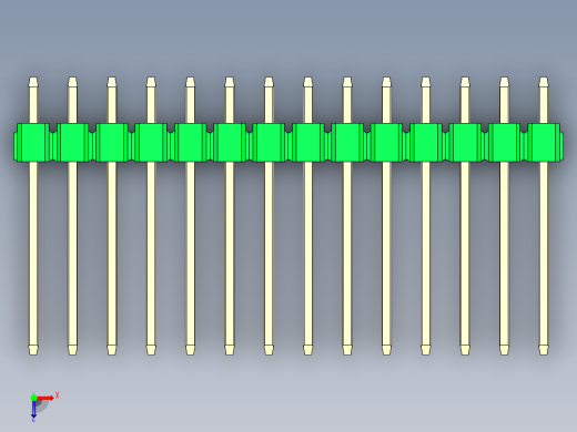 彩色公头100mil（2.54mm）系列-DS1021_green_2x14p_100mil_Type5_rev1.0俯视缩略图