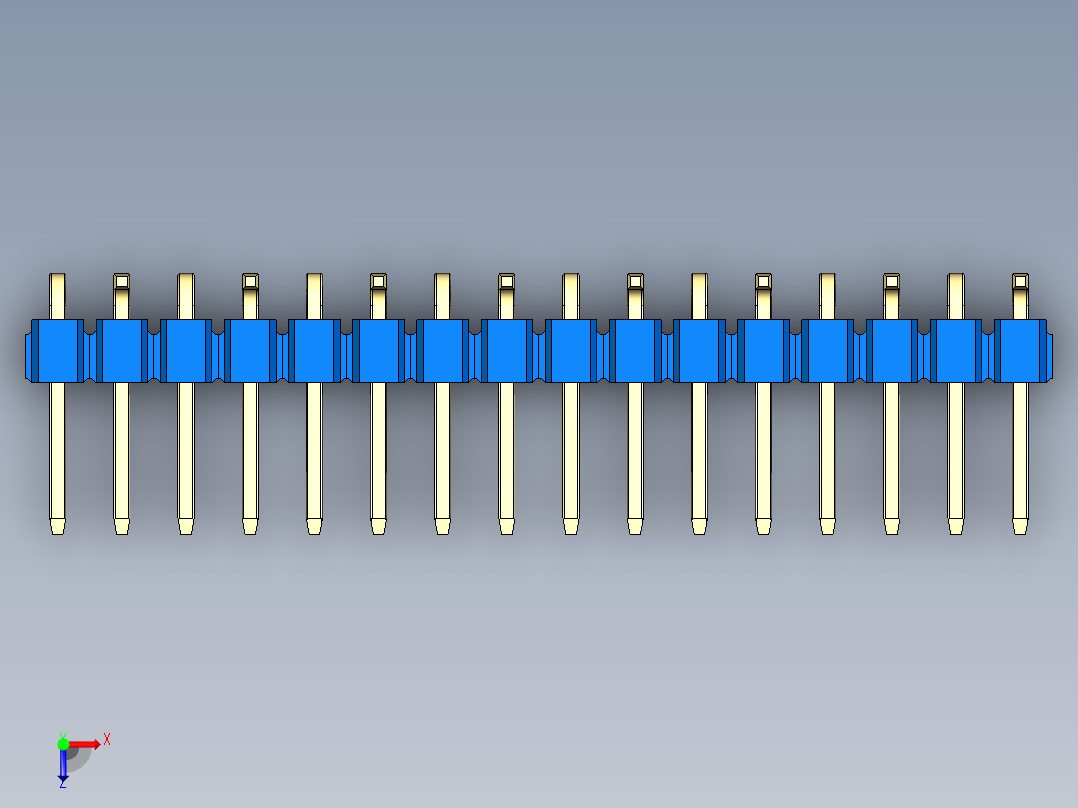 彩色公排针 100mil 2.54mm 系列-DS1022_blue_16p_100mil_Type_SMT_R2_rev1.0俯视图