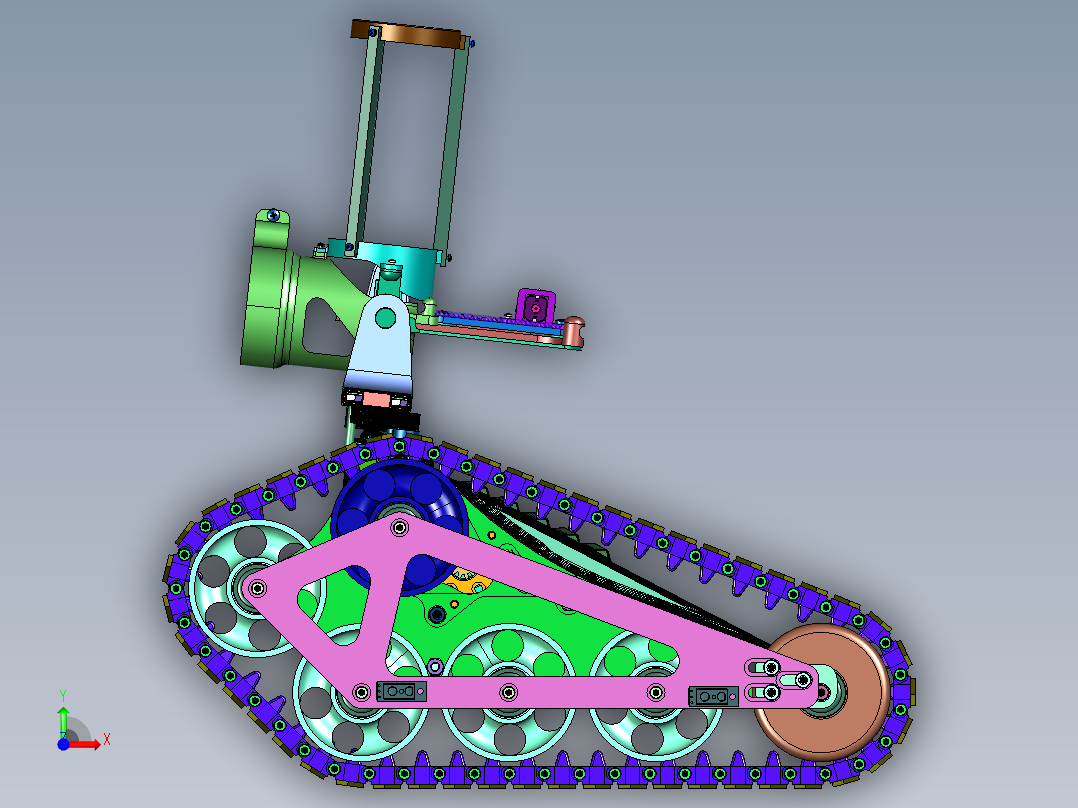 发射乒乓球的遥控坦克车前视图