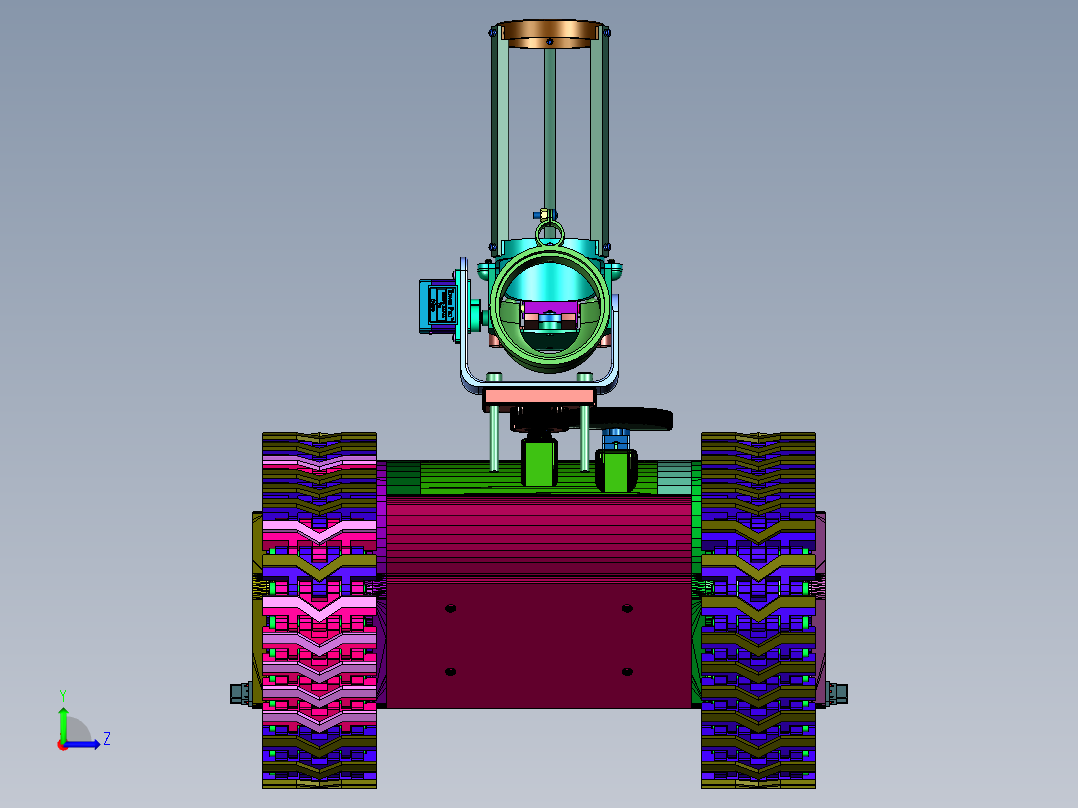 发射乒乓球的遥控坦克车左视图