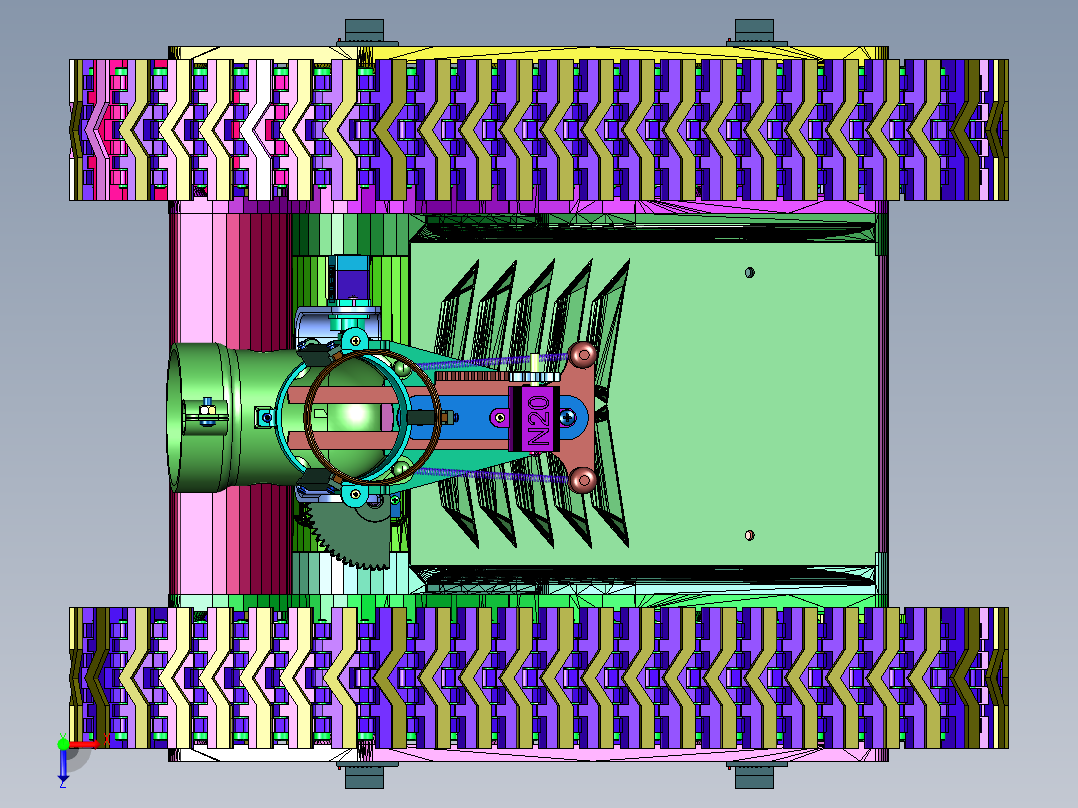 发射乒乓球的遥控坦克车俯视图
