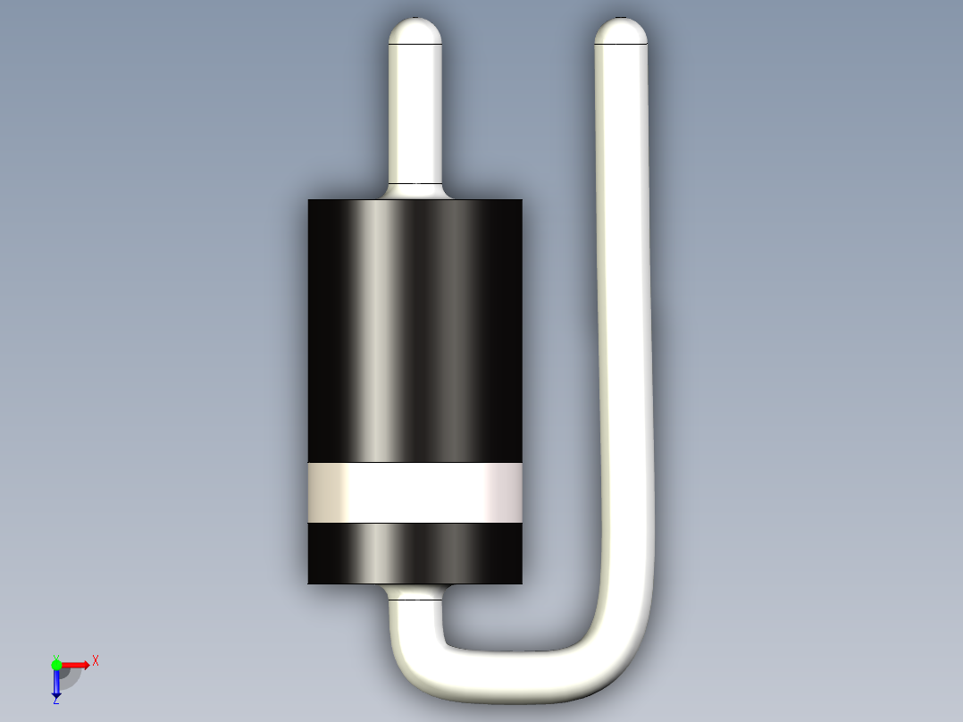 二极管DO-201AD垂直安装印刷电路板俯视图