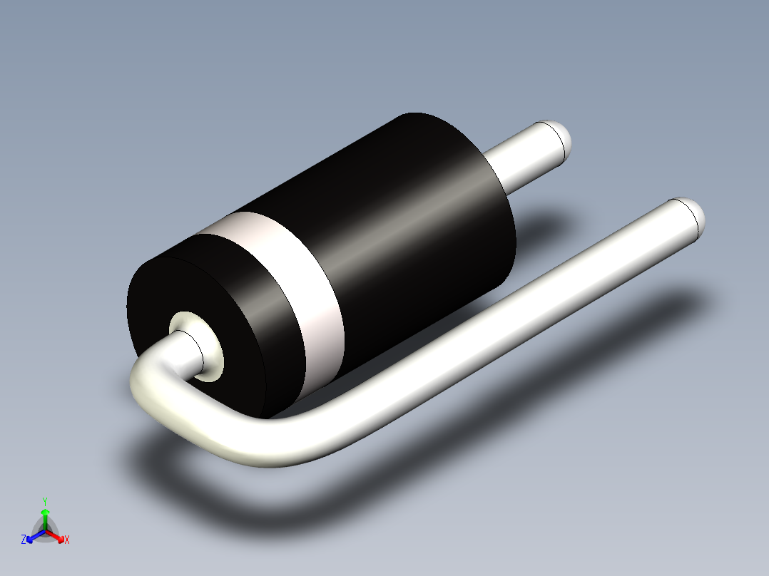 二极管DO-201AD垂直安装印刷电路板正等轴测图