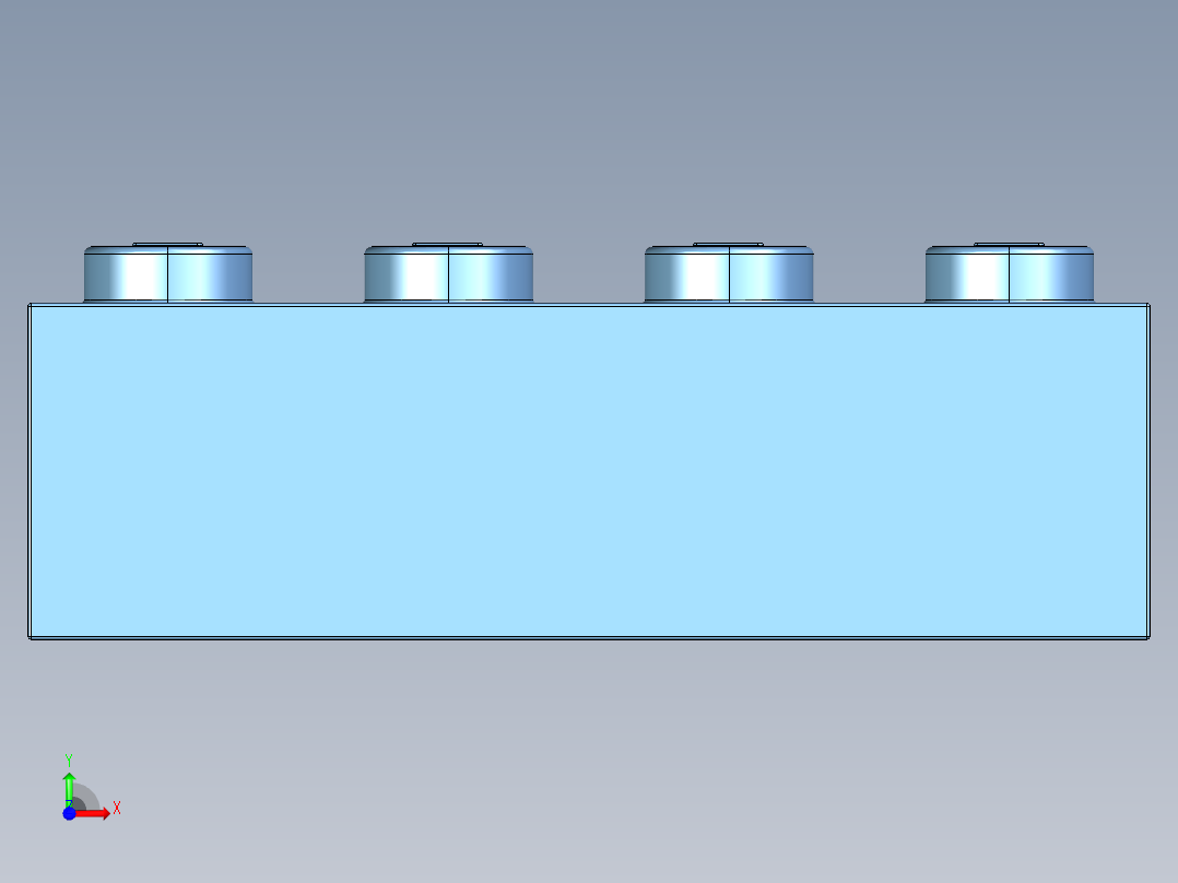 乐高套装 4421基本积木-4163696 - 3010 Medium Blue Brick 1 x 4.STEP前视图
