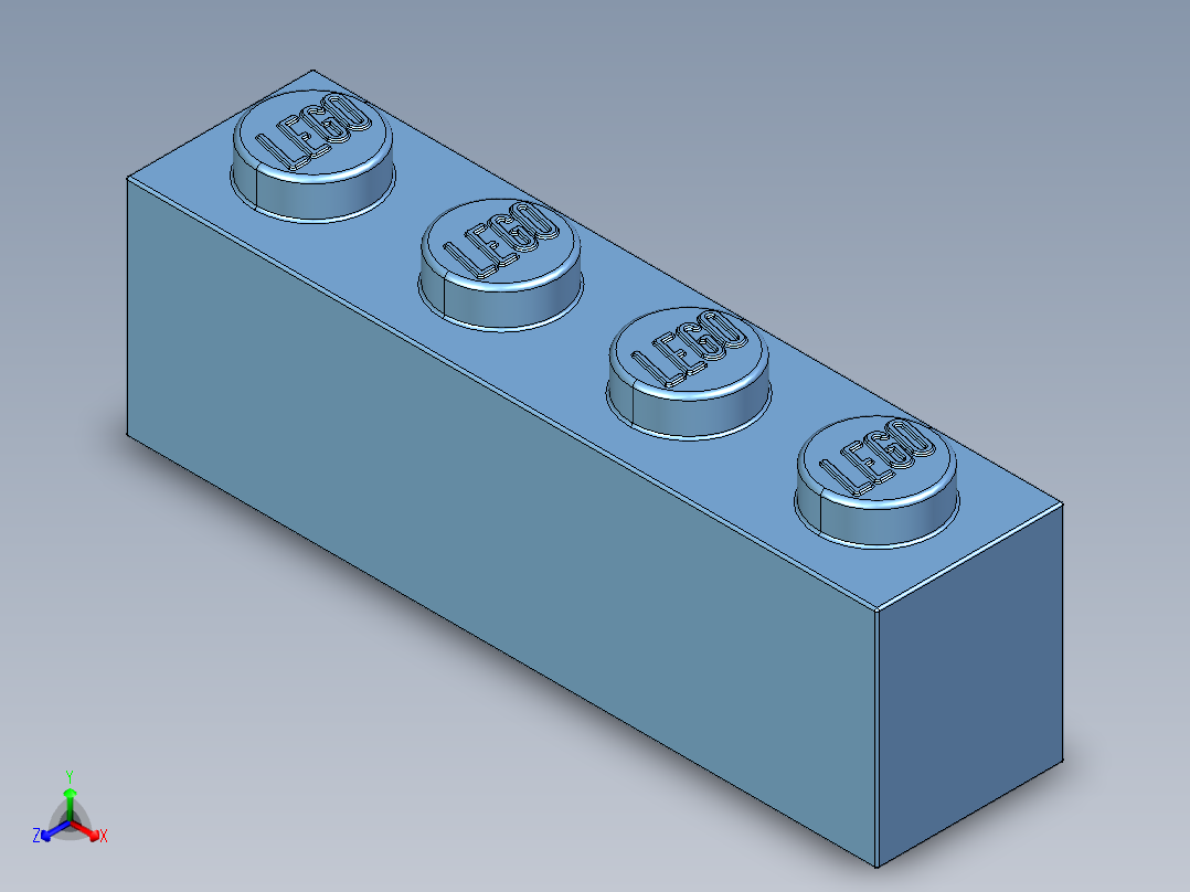 乐高套装 4421基本积木-4163696 - 3010 Medium Blue Brick 1 x 4.STEP正等轴测图