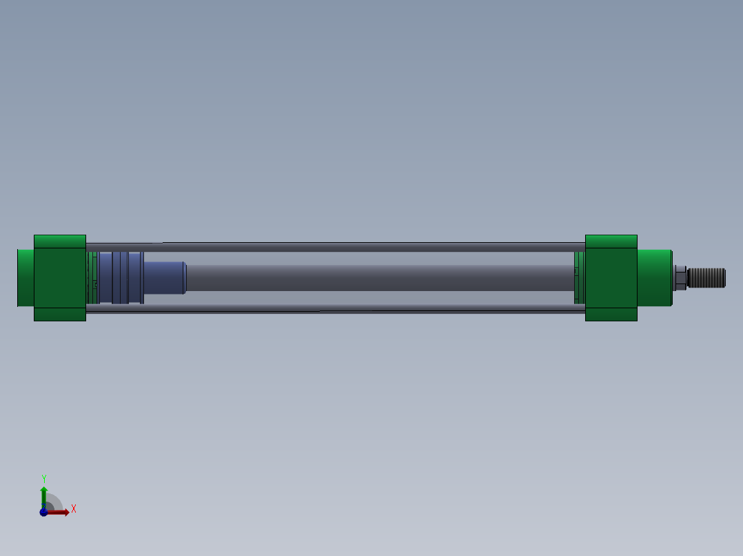 拉杆气缸 40x16x265 mm前视图