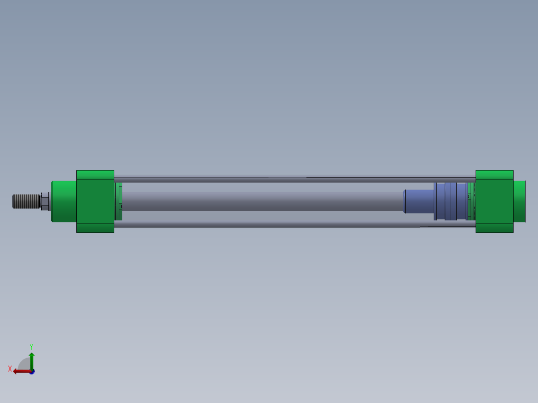 拉杆气缸 40x16x265 mm后视图