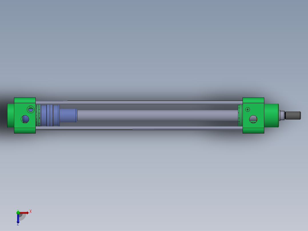 拉杆气缸 40x16x265 mm俯视图