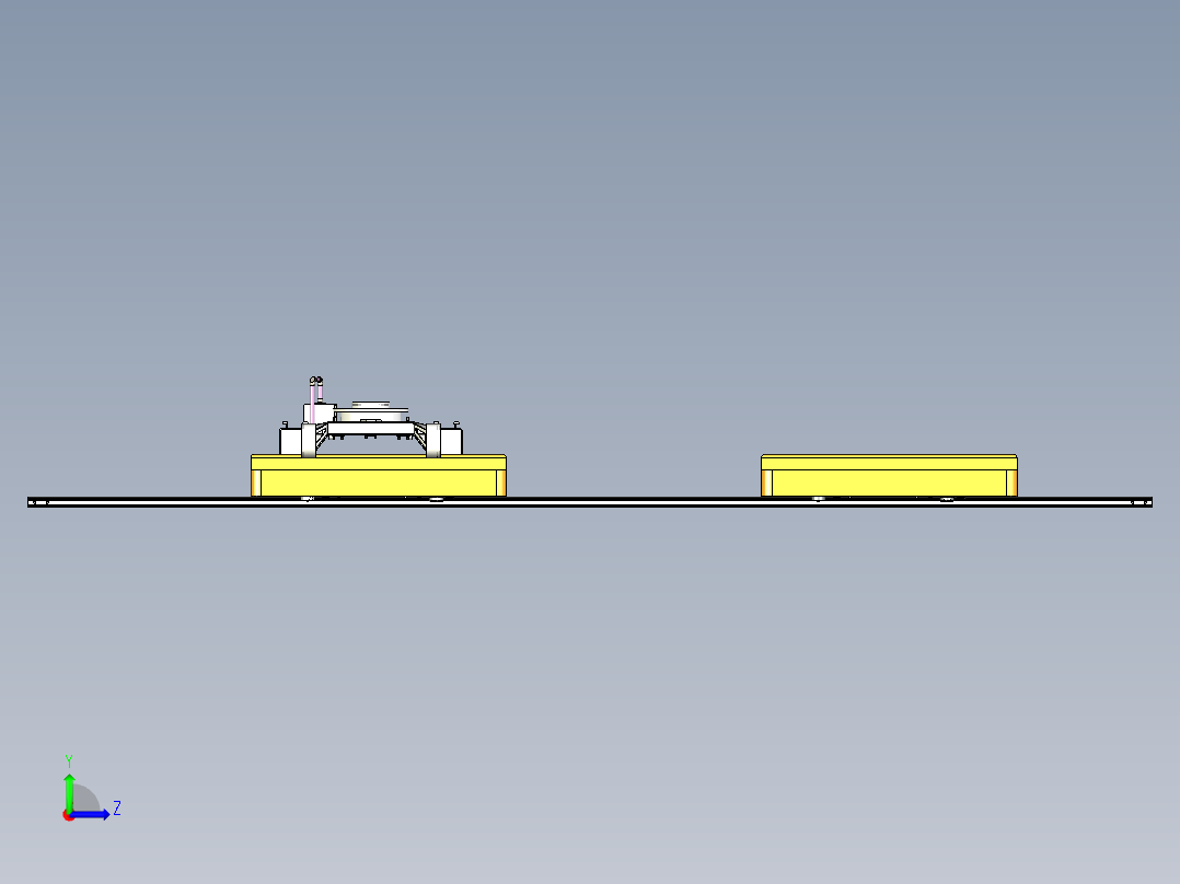 中间架的地轨式运输模型左视图