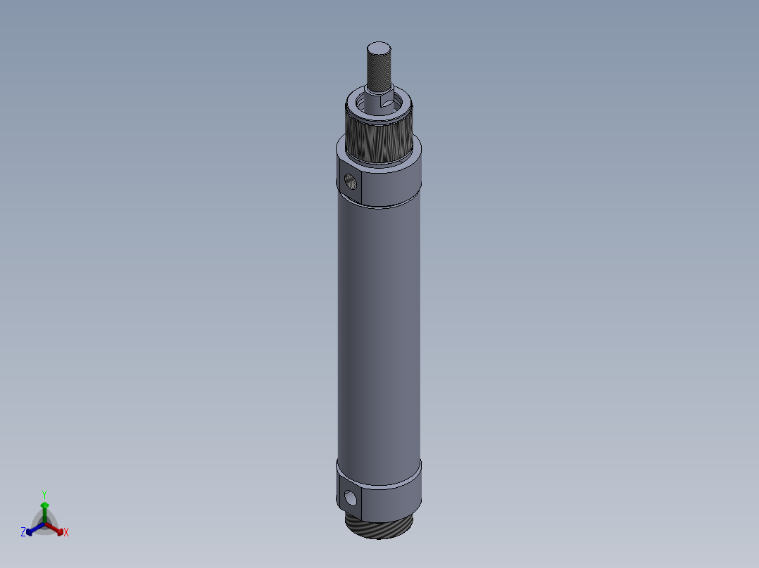 圆形气缸 50x20x160 mm正等轴测图