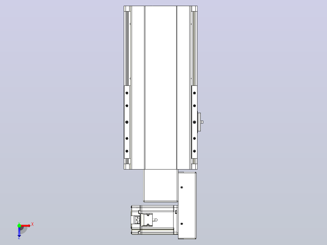 皮带直线轴半封闭可选导轨TPA-HNB-202D-140-L100-MR-Y-P75-N3俯视图