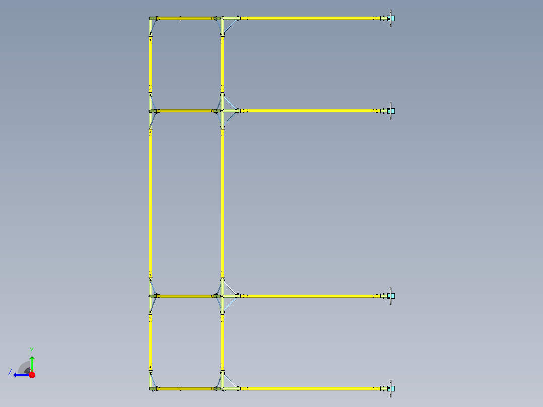 4.5 × 4.3 帐篷框架骨架右视图