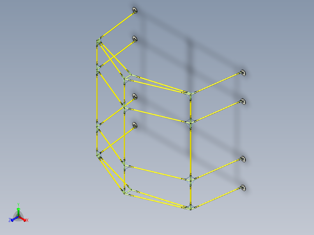 4.5 × 4.3 帐篷框架骨架正等轴测图