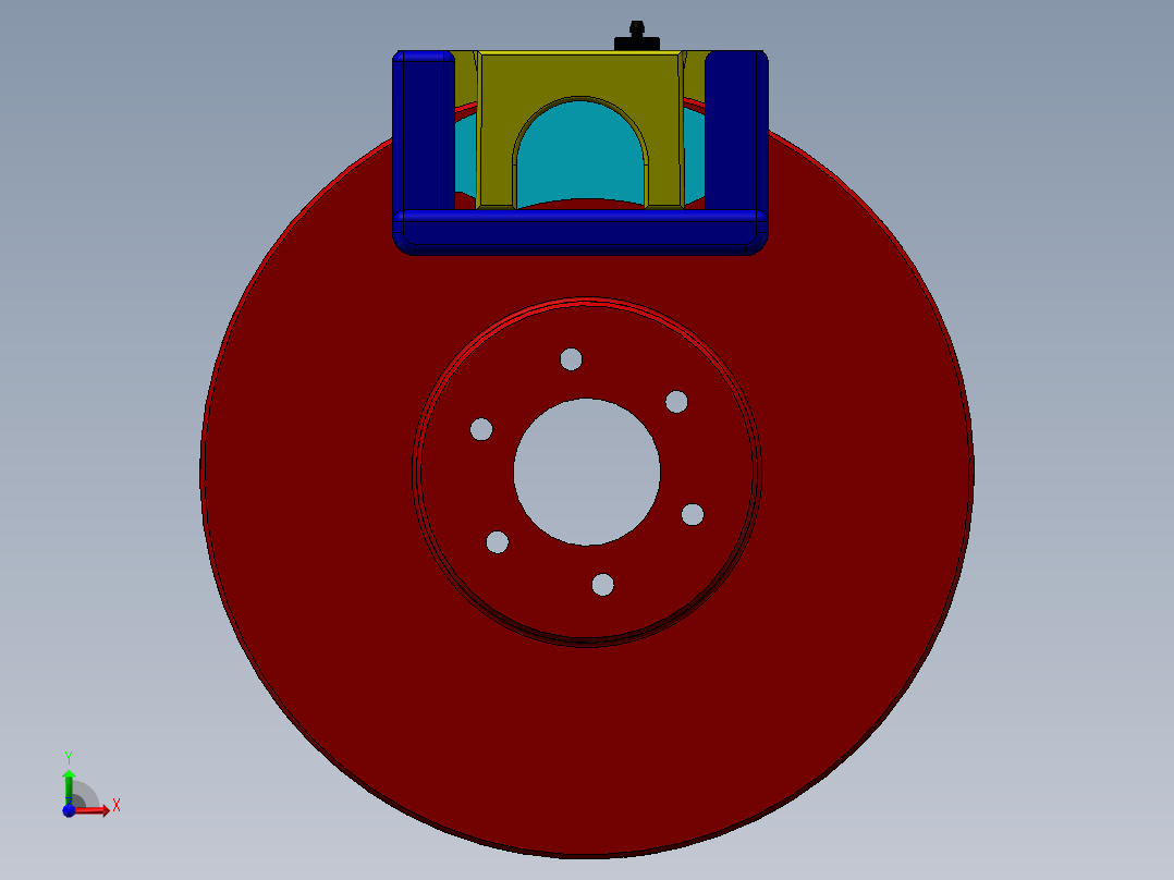 浮钳盘式制动器中型货车盘式制动器设计制动盘SW三维CAD图及前视图