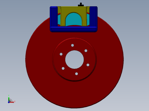 浮钳盘式制动器中型货车盘式制动器设计制动盘SW三维CAD图及前视缩略图