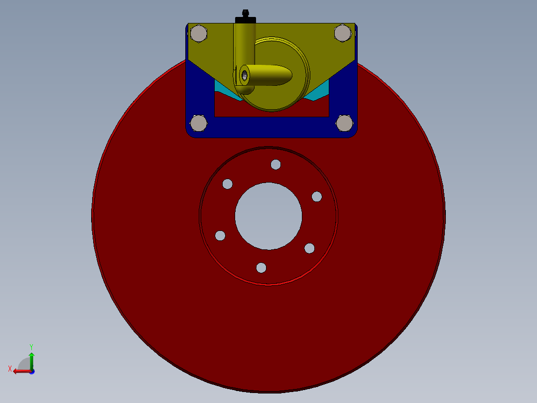浮钳盘式制动器中型货车盘式制动器设计制动盘SW三维CAD图及后视图